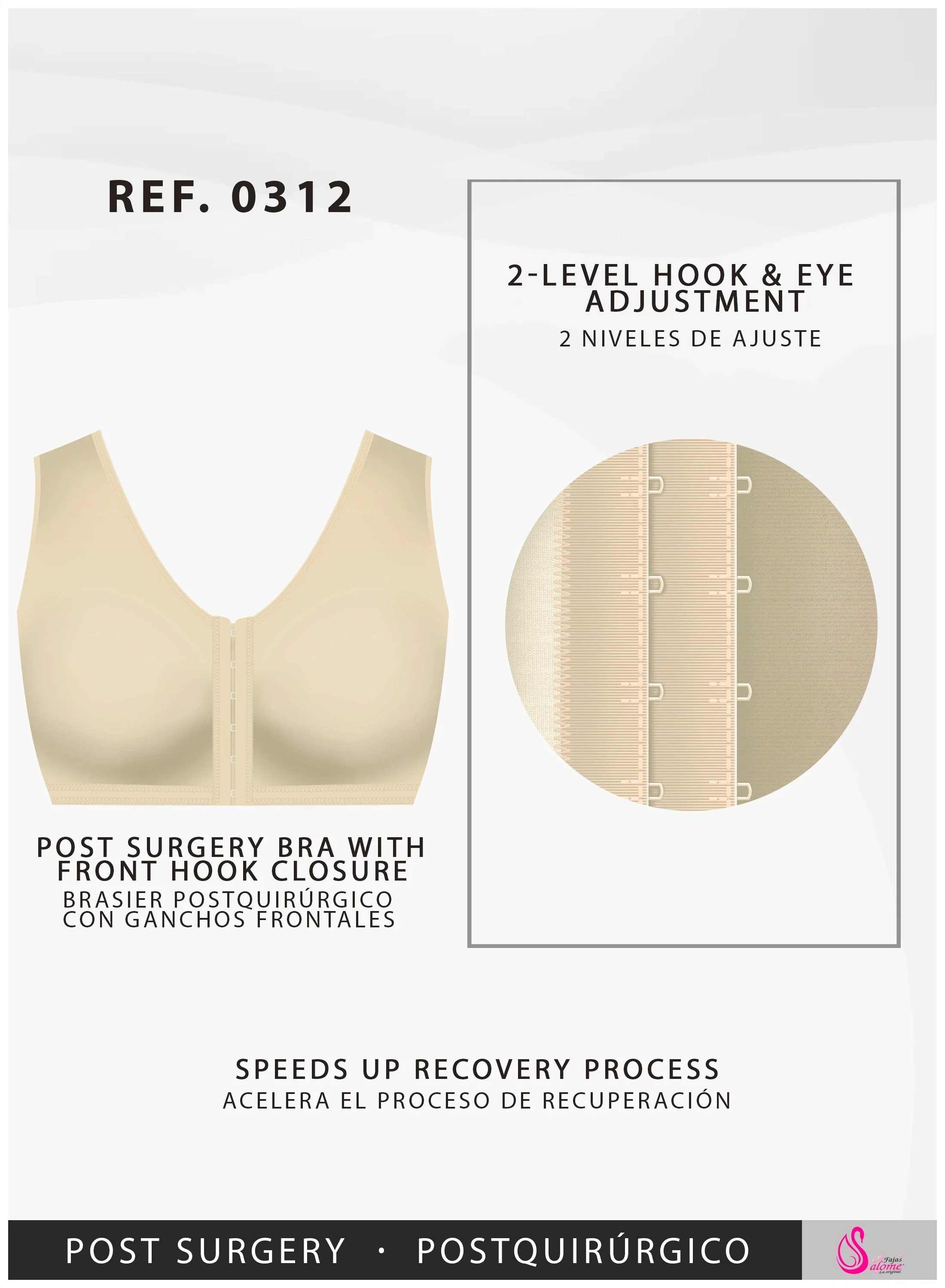 Fajas Salome Front Closure Breast Augmentation Post Surgery Bra for Women Powernet - Image 6