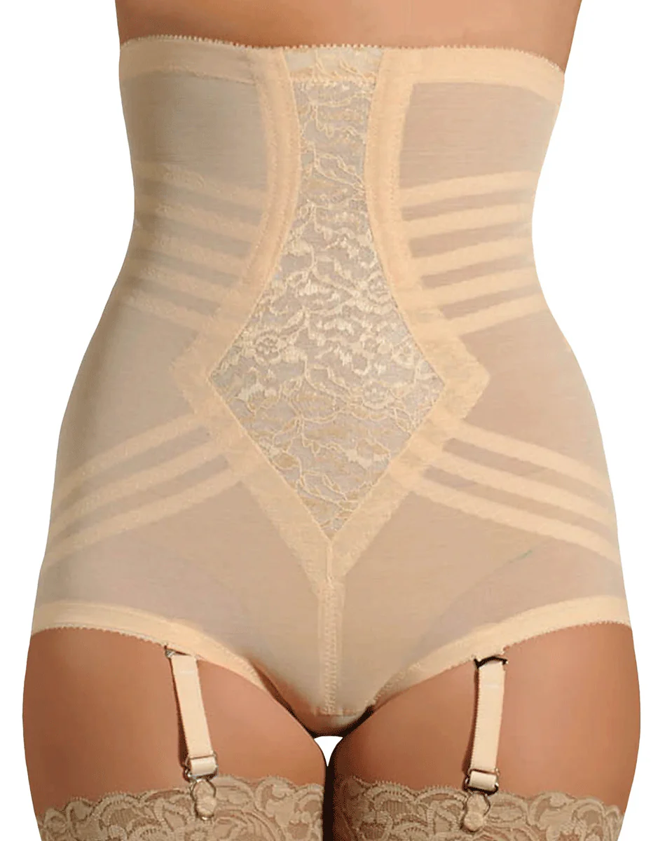 Rago Extra Firm High Waist Brief - Beige / Black / White - Image 7