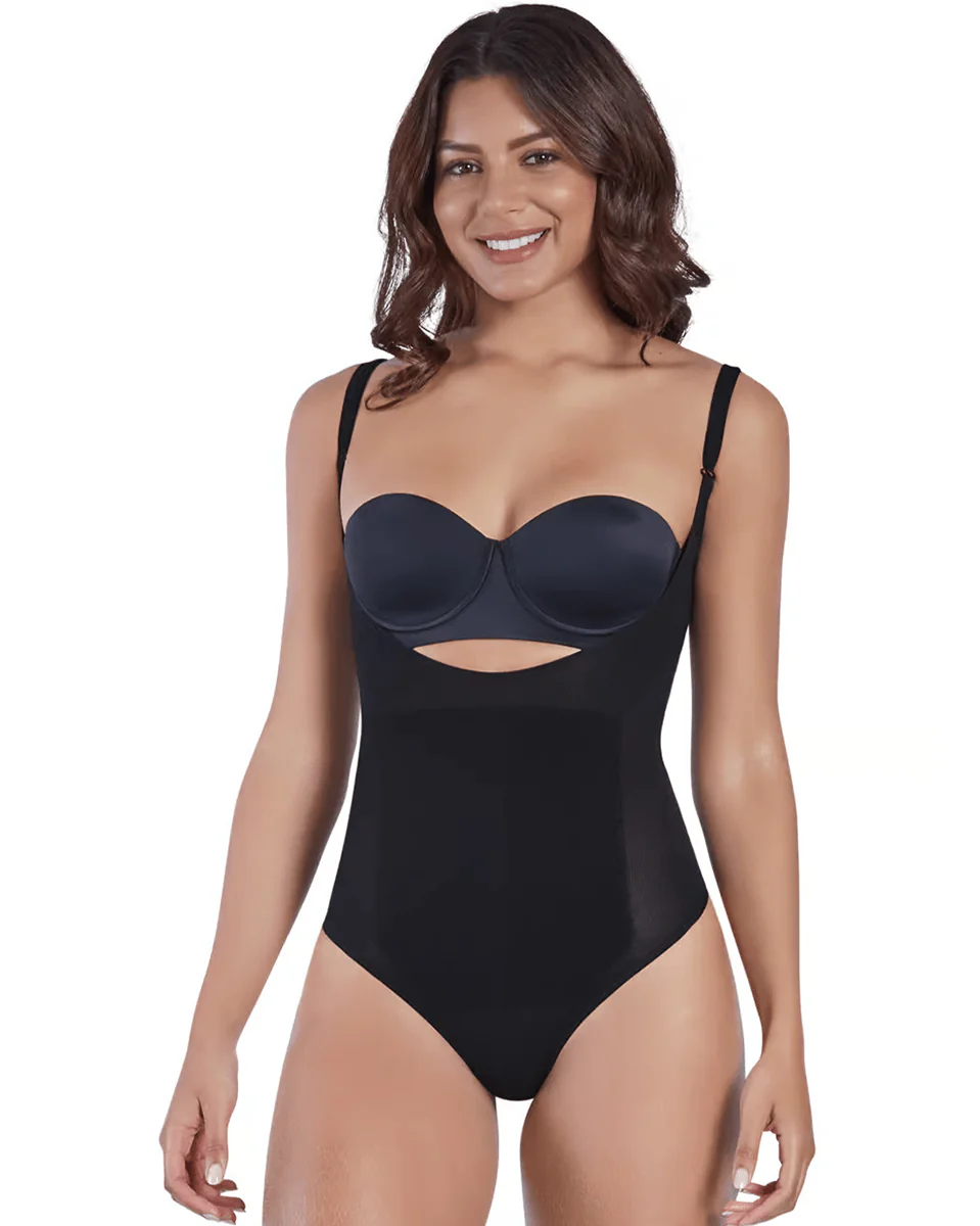 Final Sale Clearance Shaperlove Thermal Open Bust Thong Bodysuit - Image 4