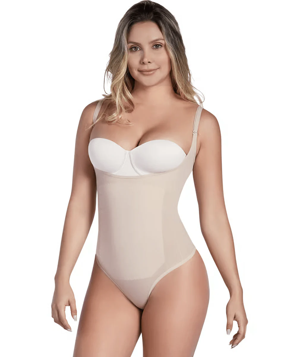 Final Sale Clearance Shaperlove Thermal Open Bust Thong Bodysuit - Image 5